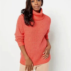 Cameron Candace Bure Turtleneck Cozy Relaxed Sweater Red Orange Size XS